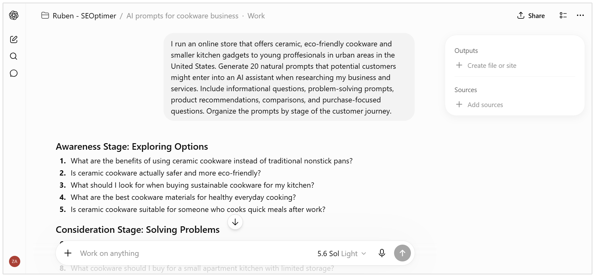 Ask AI to generate a list of prompts